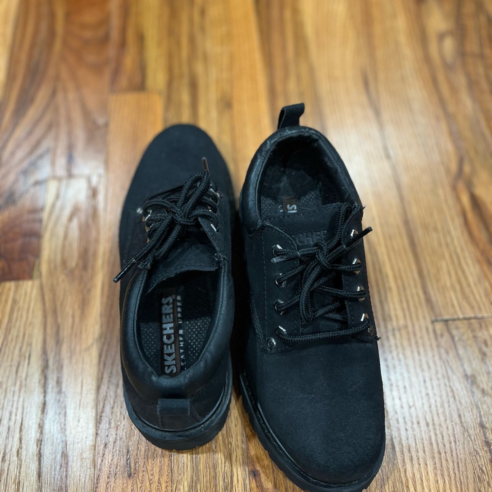 Men's Leather Skechers/Comfort Oxford’s Size 7.5 Black Color.Few Flaws see pi - Picture 10 of 10